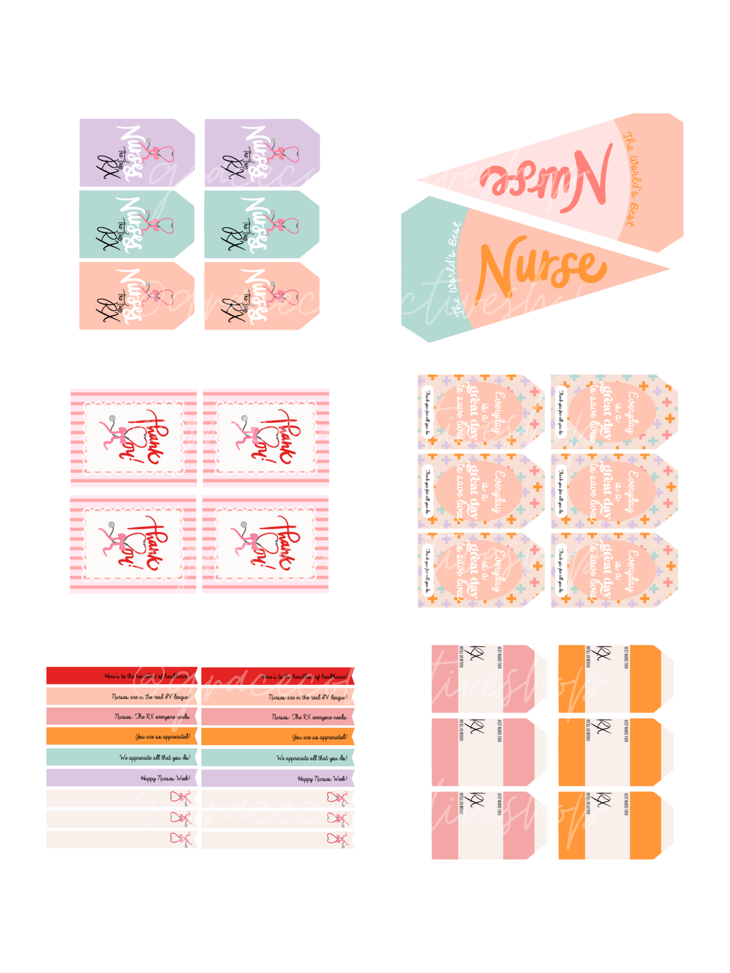 Nurse Appreciation | Printable Gift Tags and Pennant Flags