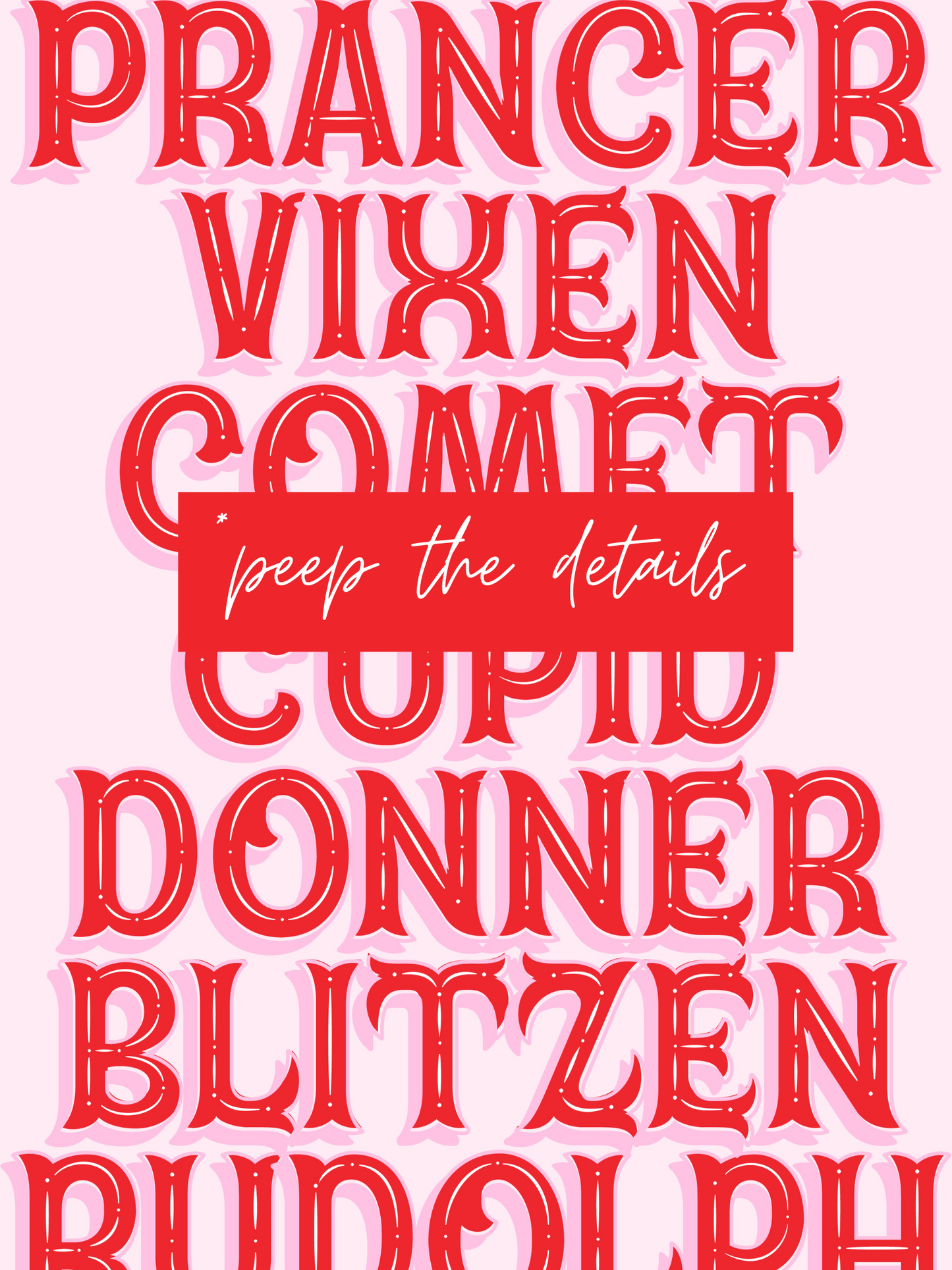 Reindeer Names Vintage Set | Printable Art