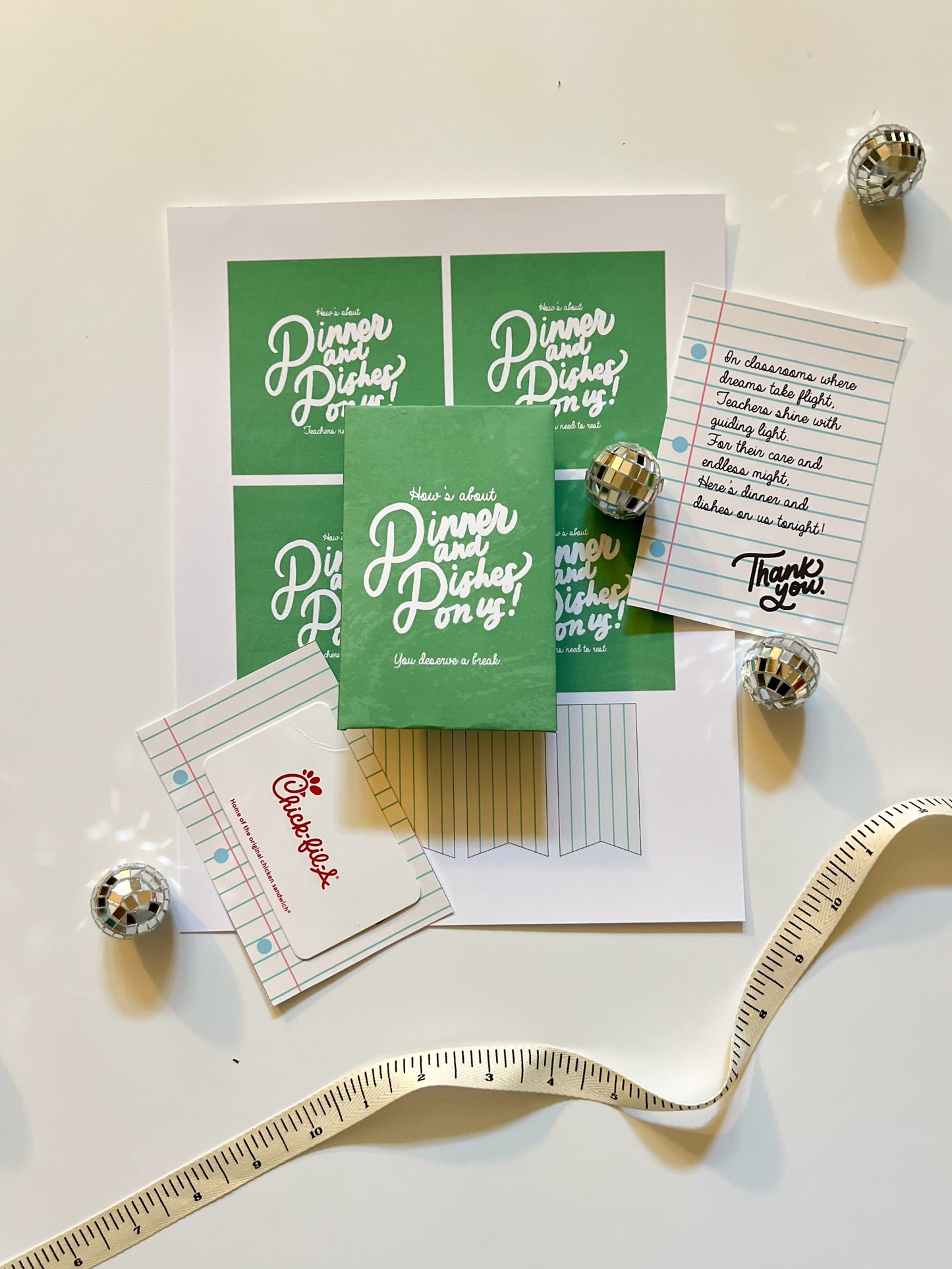 Dinner and Dishes for Teacher | Mini Printable Set
