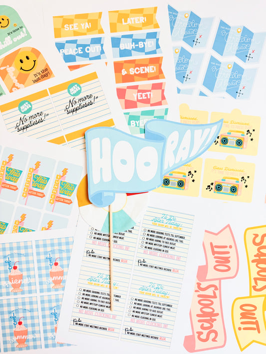 Millennial Summer | Last Day of School Printable Tags & Flags | Summer Kickoff Gift Tags for Teachers & Students