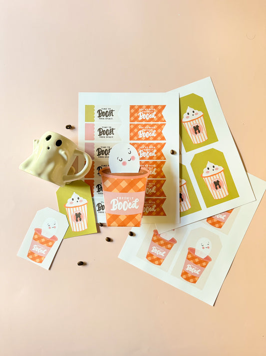 Etiquetas de Halloween de Freshly Boo'ed Coffee | Colaboración imprimible con @addiegtaylor
