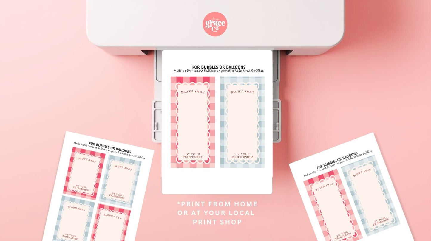 Bubbles + Balloons | Valentine Card Printable Set