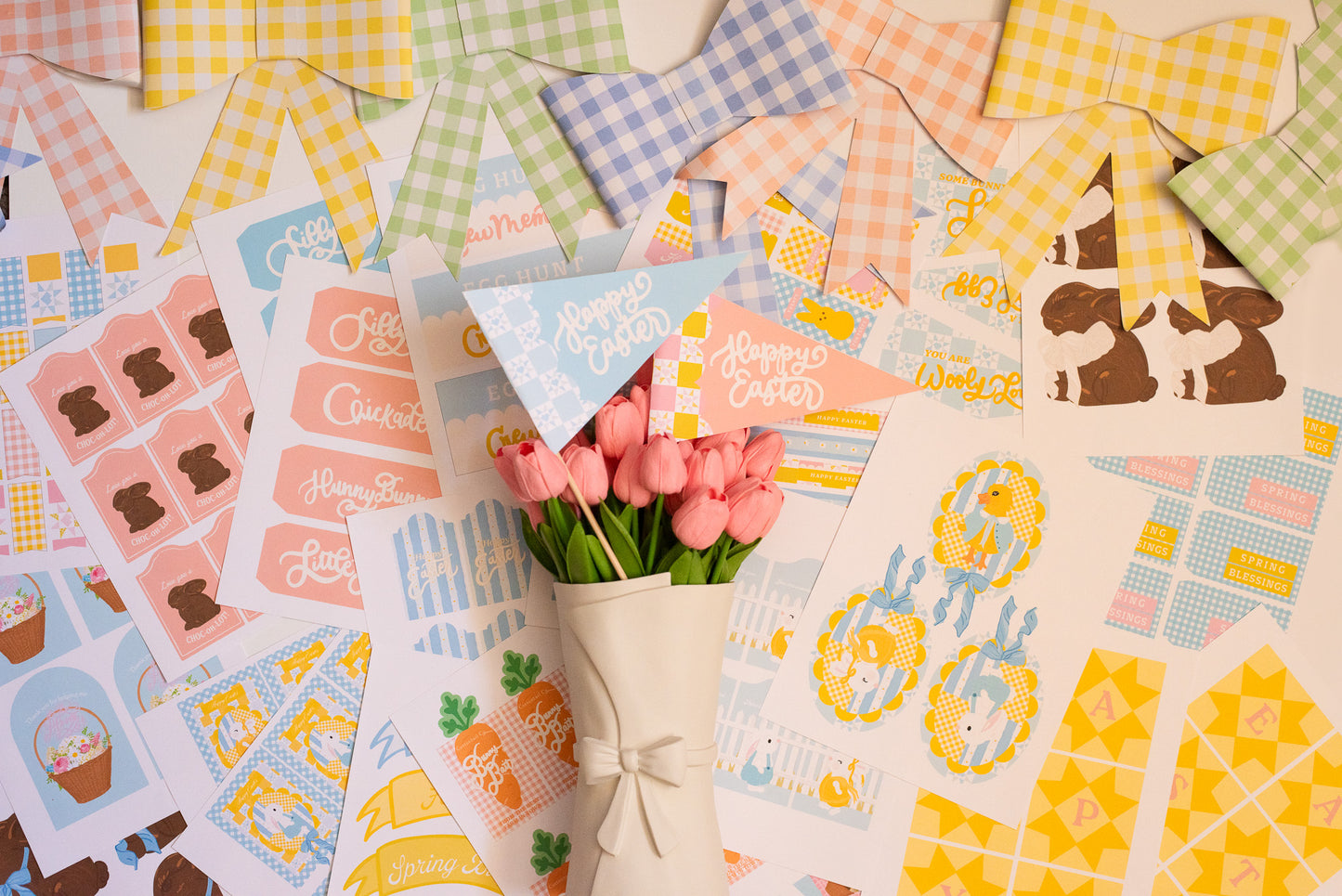 Easter Cottage Tags + Pennant Flags 25 | Printable Set