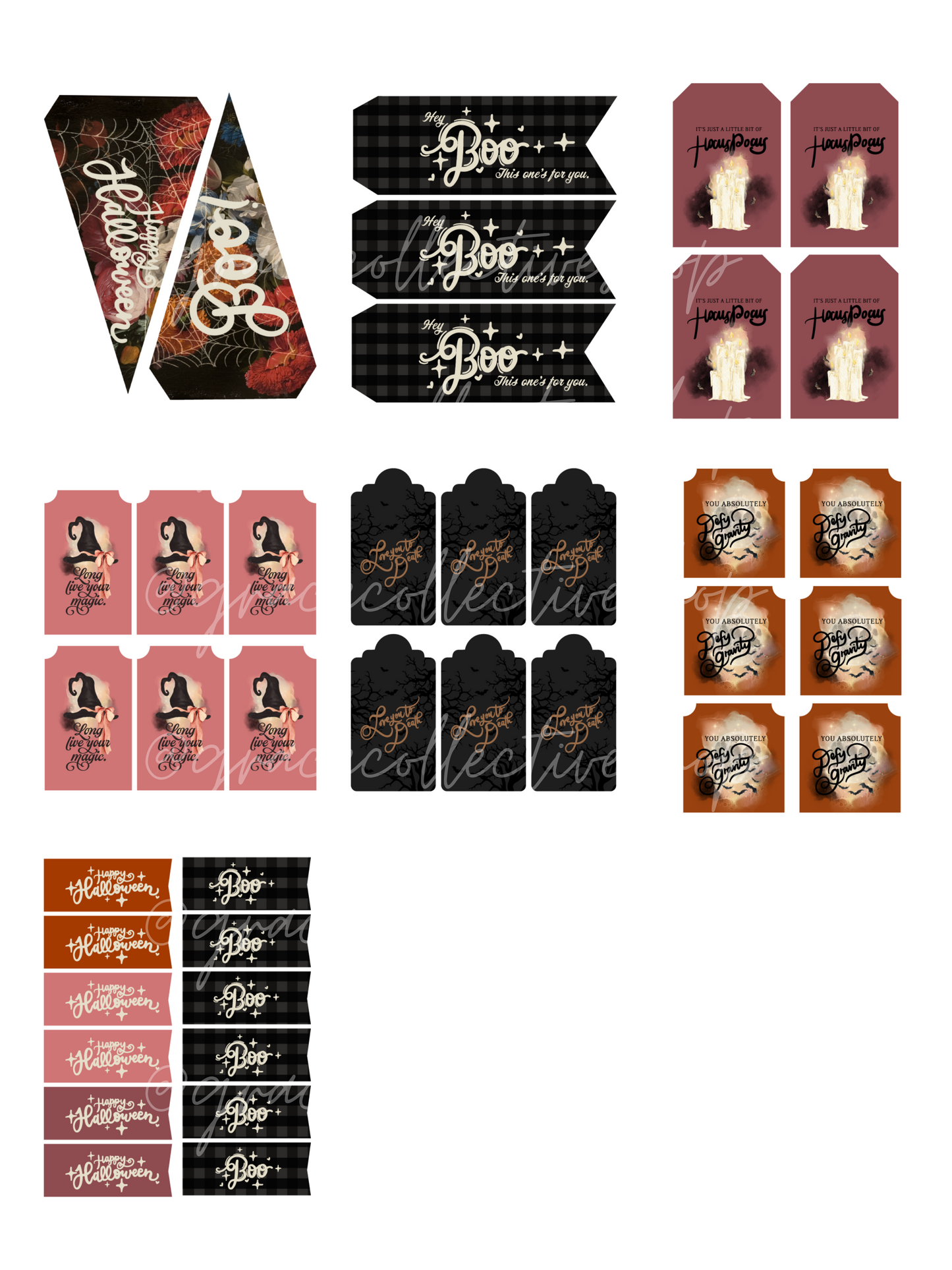 Mini set imprimible de romance vintage para Halloween