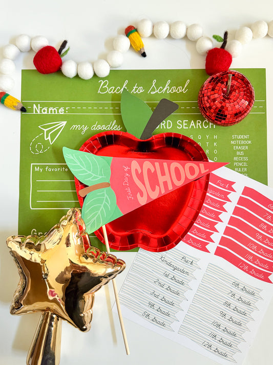 First Day of School | Printable Apple Pennant Flag Set