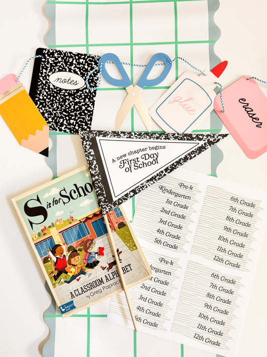 First Day of School | Printable Composition Book Pennant Flag Set