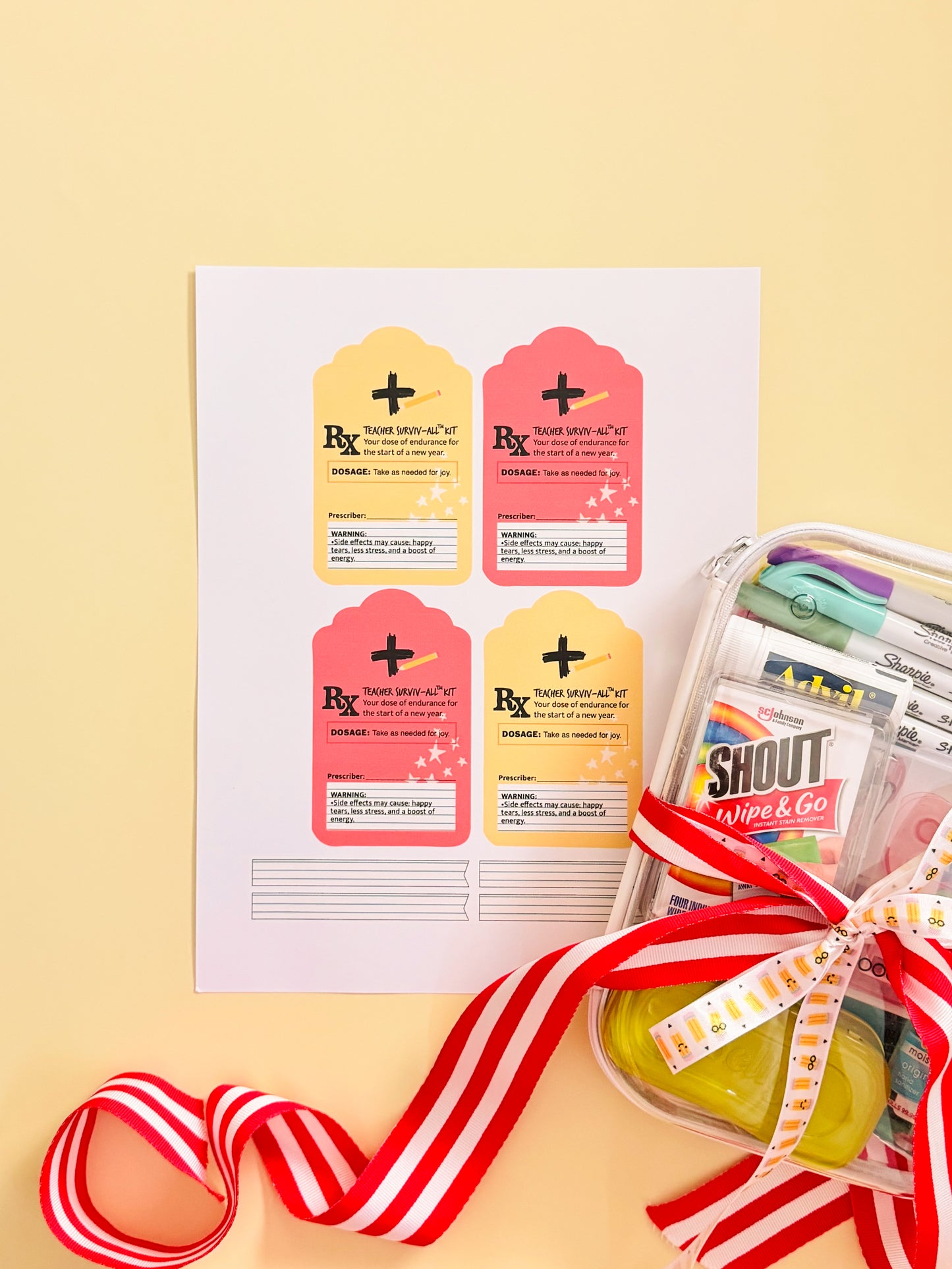 Back to School Teacher Survival Kit Tag | Printable Page