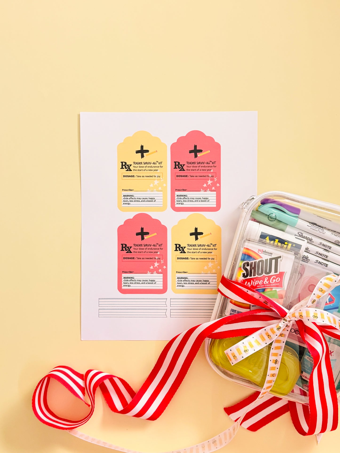 Back to School Teacher Survival Kit Tag | Printable Page