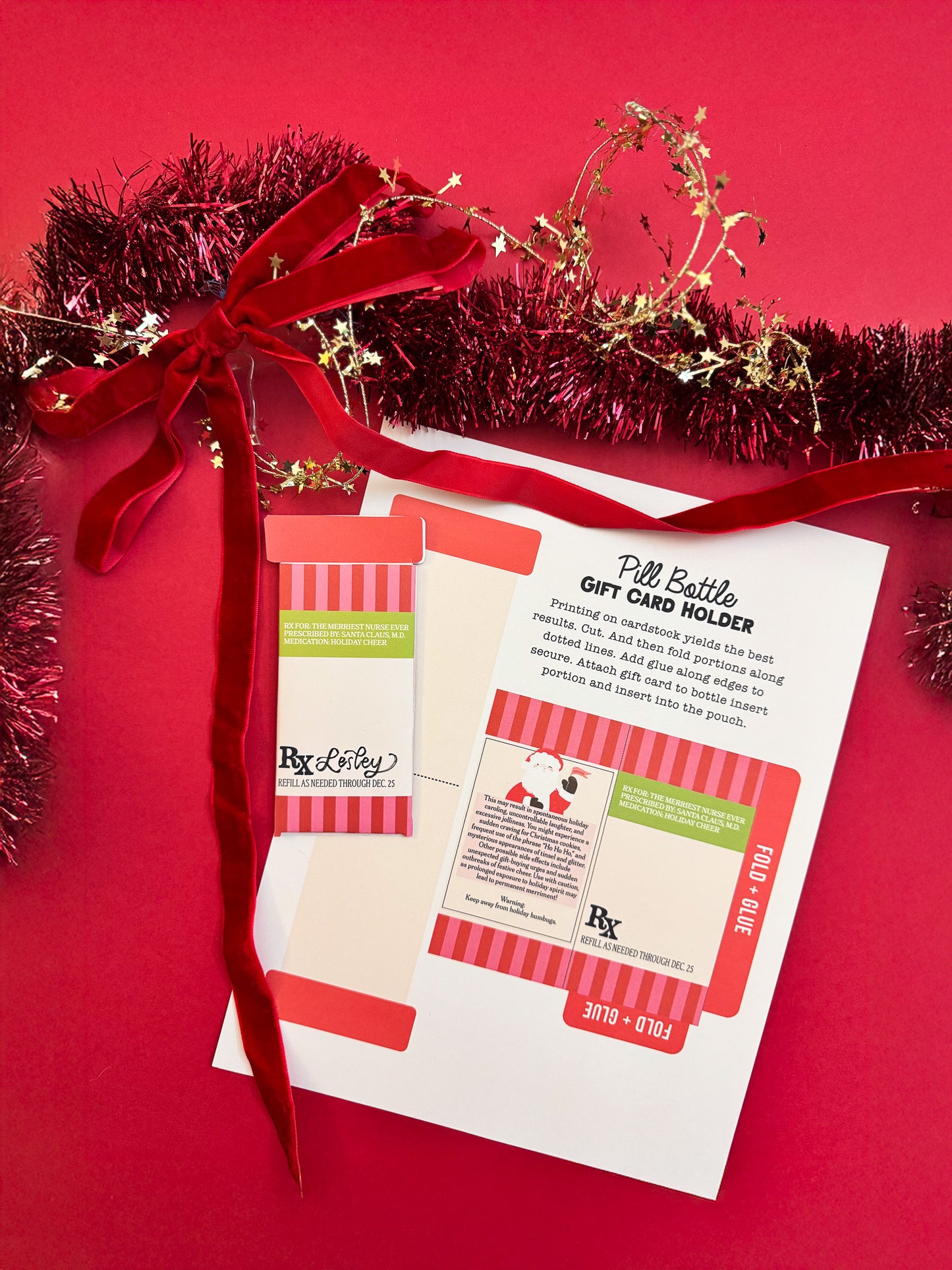 Nurse Christmas Gift Card Holder | Printable Page