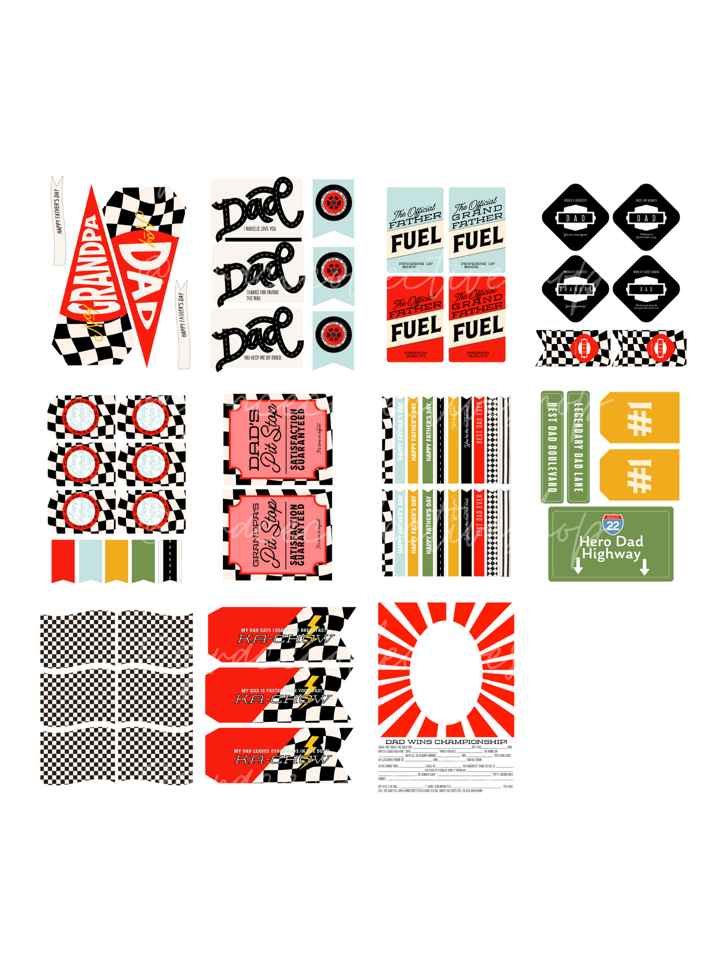 Father's Day Racecar Theme | Printable Party Set