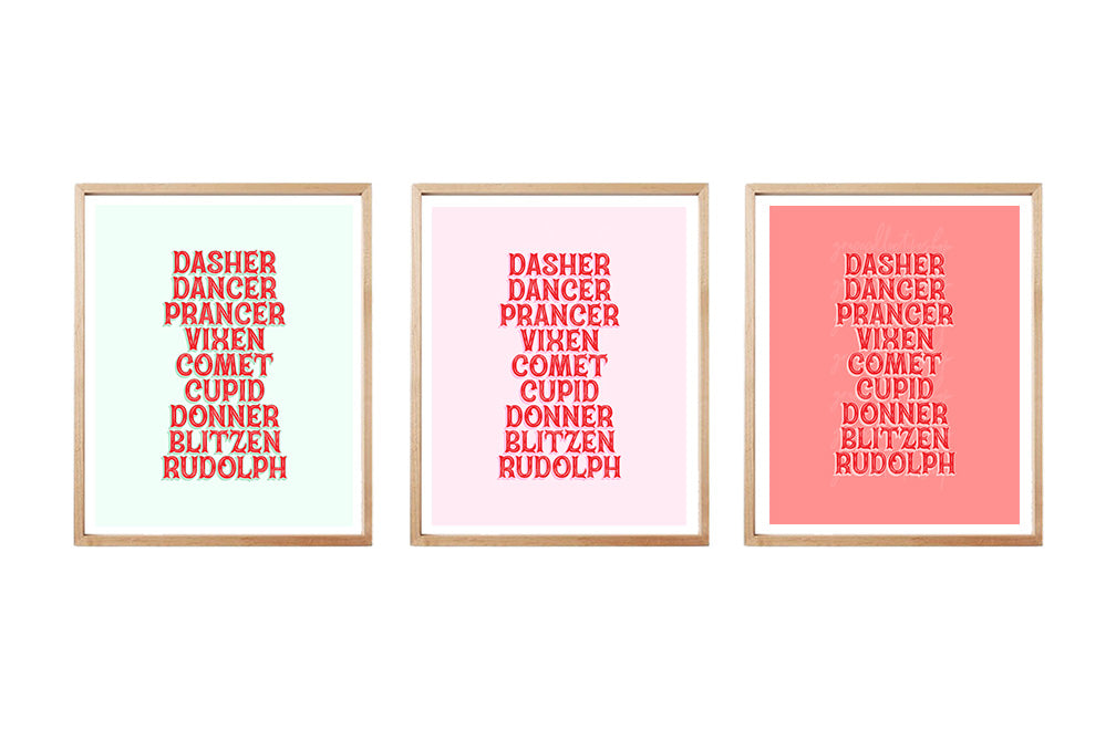 Reindeer Names Vintage Set | Printable Art