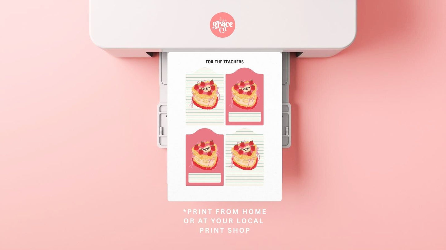 Teacher Vintage Heart Cake | Valentine Card Printable