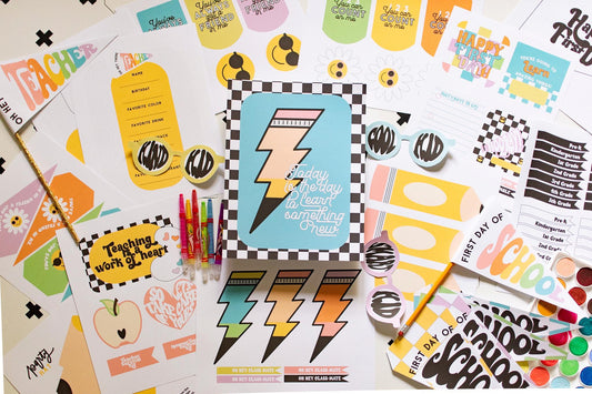 Genial set imprimible para la fiesta de regreso a clases