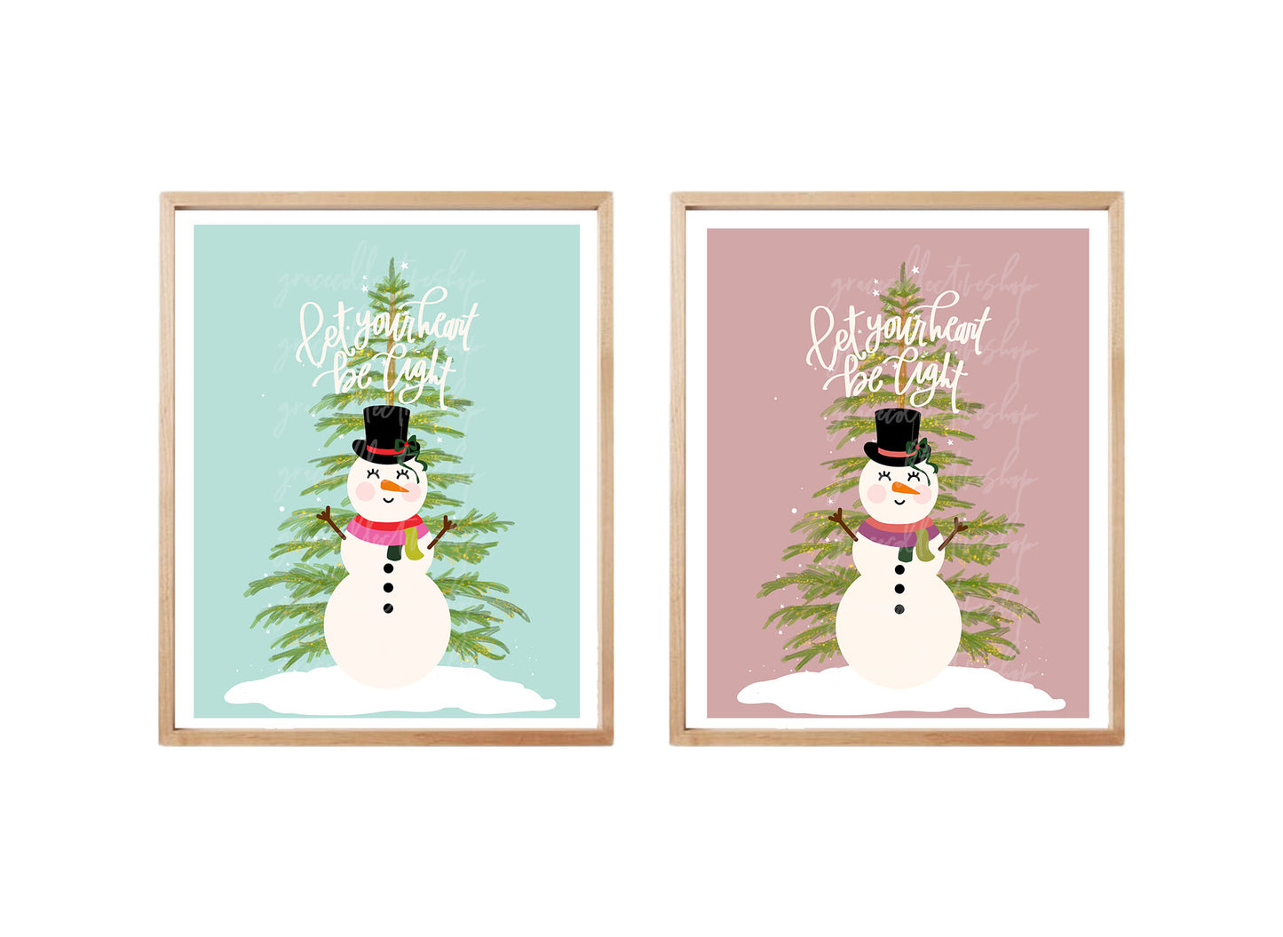 Let Your Heart Be Light Snowman | Christmas Printable Art