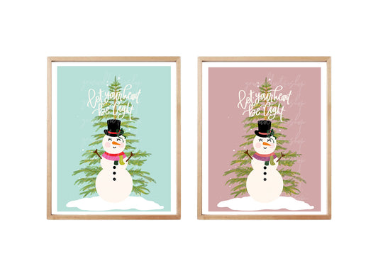 Let Your Heart Be Light Snowman | Christmas Printable Art