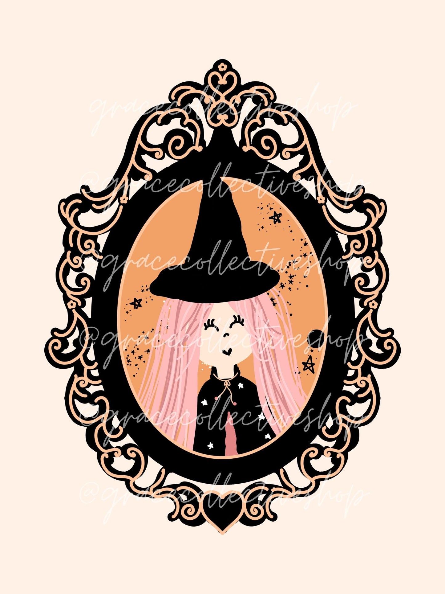 Personaje de Halloween en casa (negro y naranja) | Arte imprimible