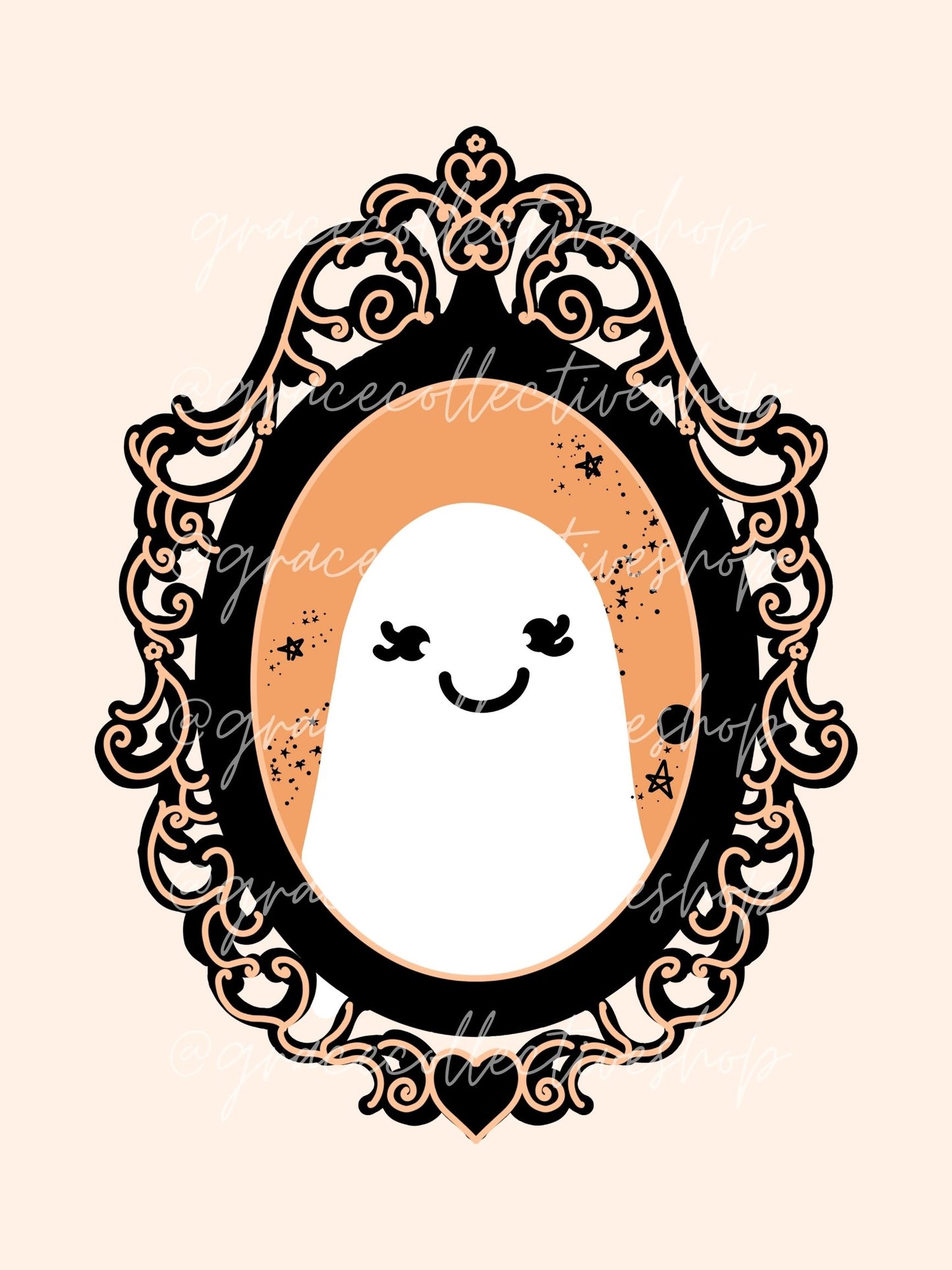Personaje de Halloween en casa (negro y naranja) | Arte imprimible