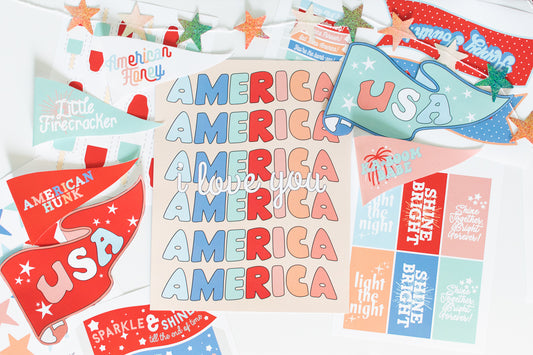 America, I Love You | Fourth of July Printable Party Set