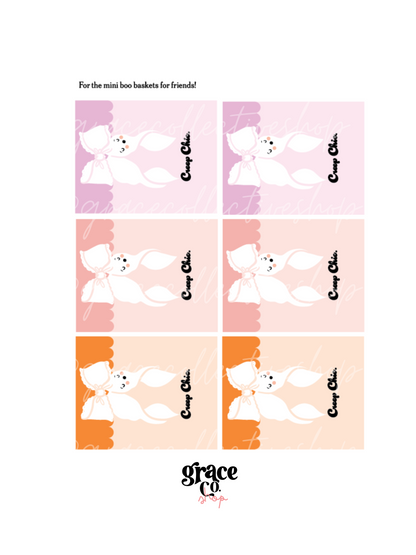 Kit imprimible para fiesta de Halloween en colores pastel