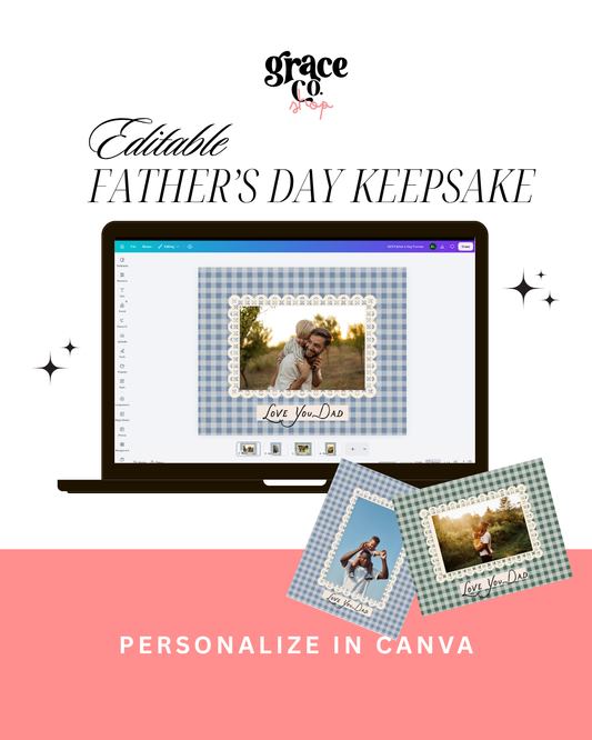 Editable Father's Day Photo Mat Printable | Love You Dad Fabric-Inspired Keepsake Gift | 8x10 Photo Display DIY Template