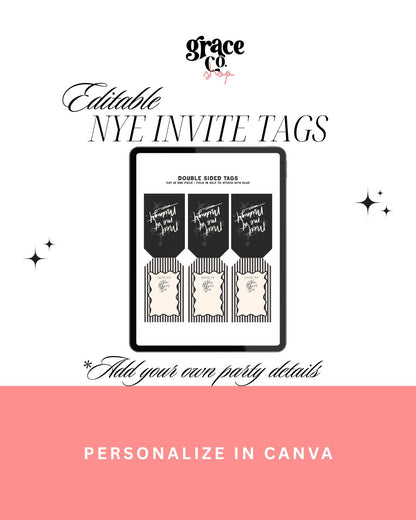 Editable New Years Eve Invitation Tag | DIY Template