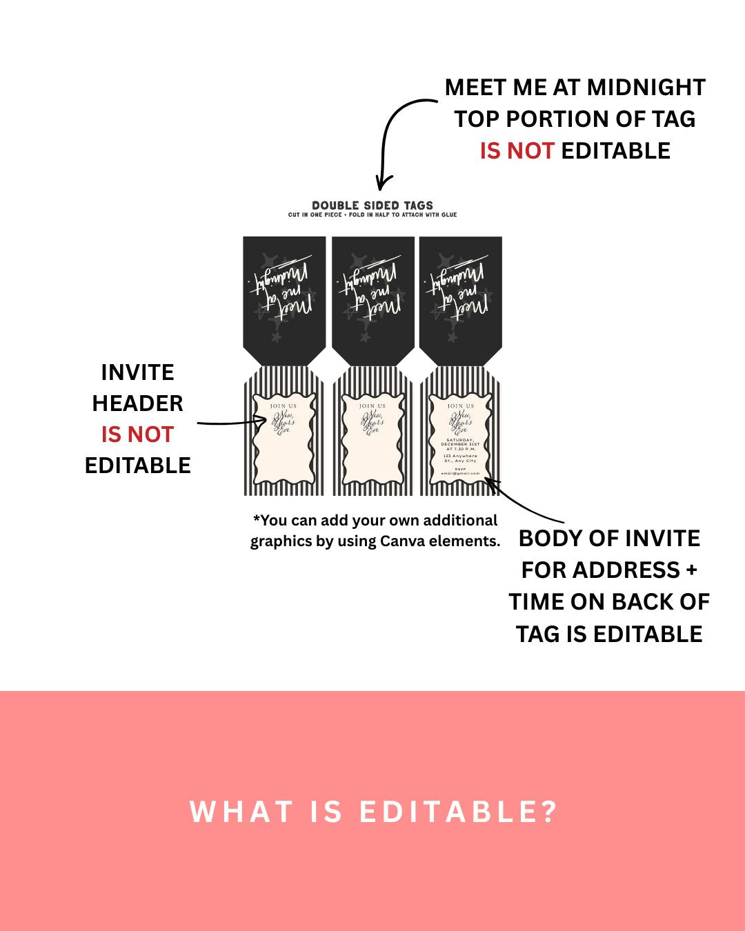 Editable New Years Eve Invitation Tag | DIY Template