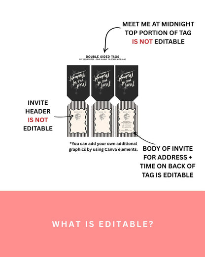 Editable New Years Eve Invitation Tag | DIY Template