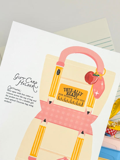 Totally Excited for the School Year Tote Gift Card Holder – Printable