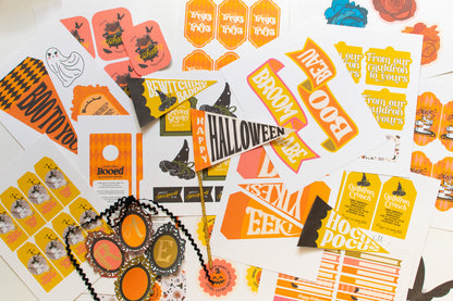 Set de fiesta imprimible de Halloween vintage