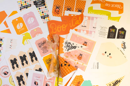 Kit imprimible para fiesta de Halloween en colores pastel