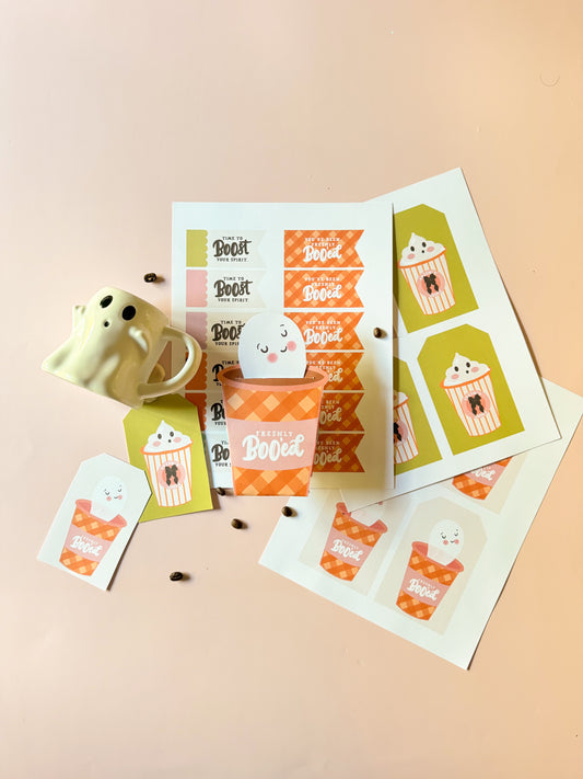 Freshly Boo'ed Coffee Halloween Tags | Printable Collab with @addiegtaylor