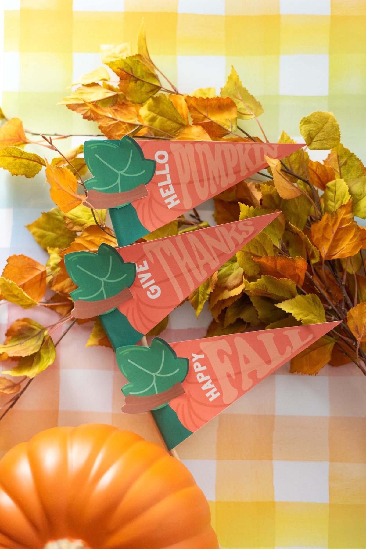 Pumpkin-Shaped Fall Pennant Flags Printable | Set of 3