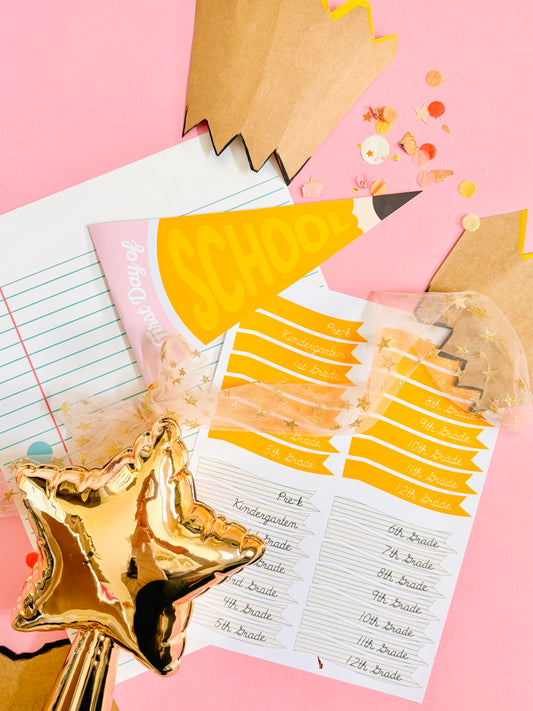 First Day of School | Printable Pencil Pennant Flag Set