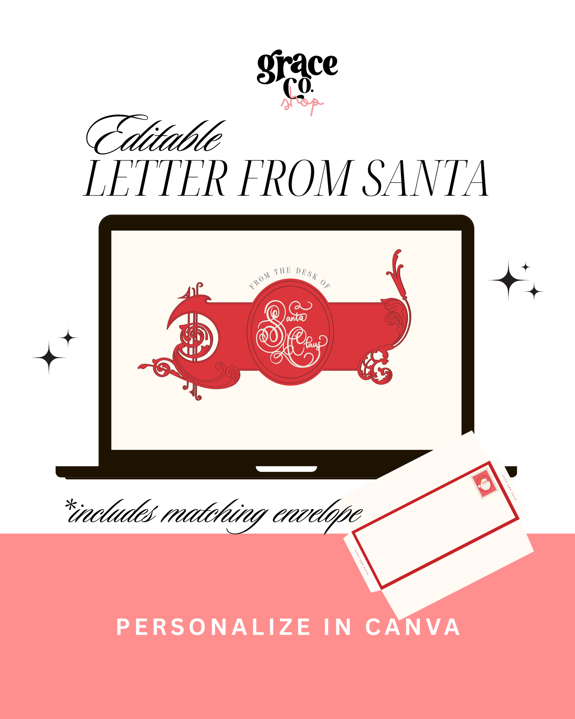 Mockup featuring editable letter from Santa Claus