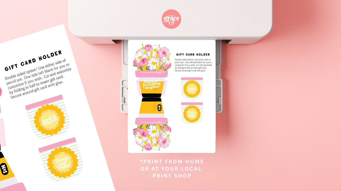 Teacher Appreciation Gift Card Holder | Mini Printable Set