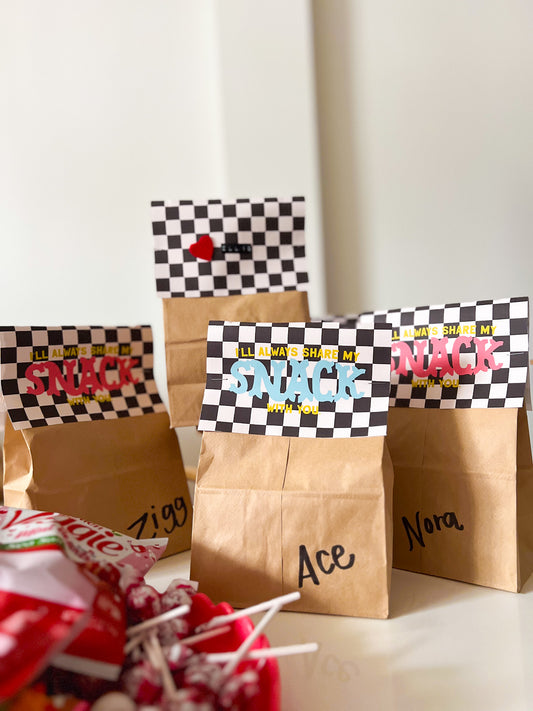 Valentine's Brown Bag Tags | Valentine's Card Printable Set