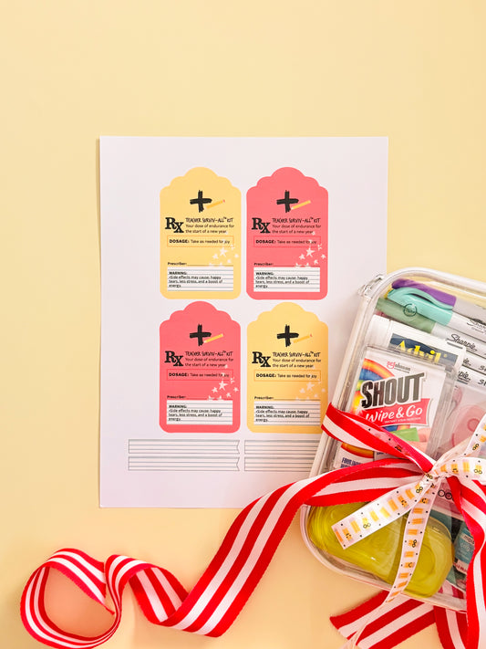 Back to School Teacher Survival Kit Tag | Printable Page