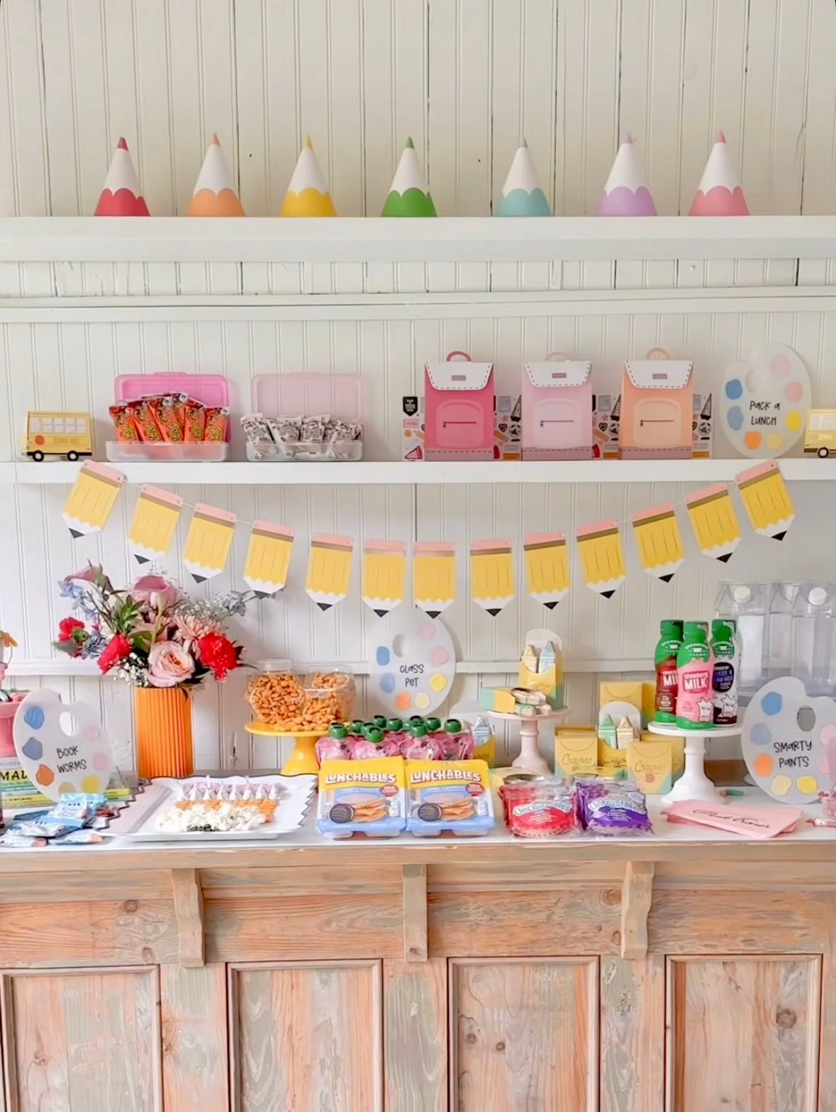 Printable color pencil party hats