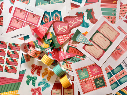 Cozy Cottage Christmas Gift Tags and Flags | 2025 Christmas Printable Set