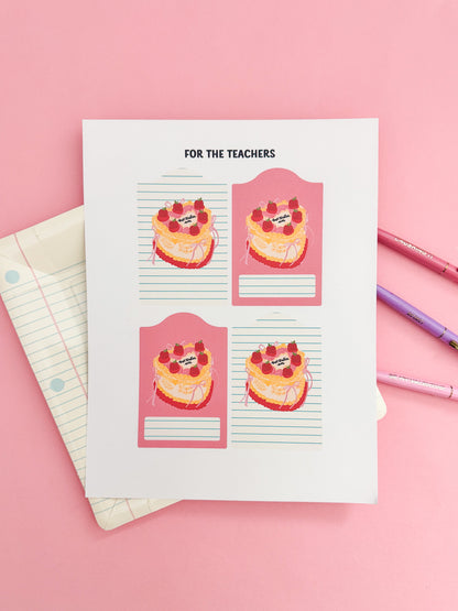 Teacher Vintage Heart Cake | Valentine Card Printable