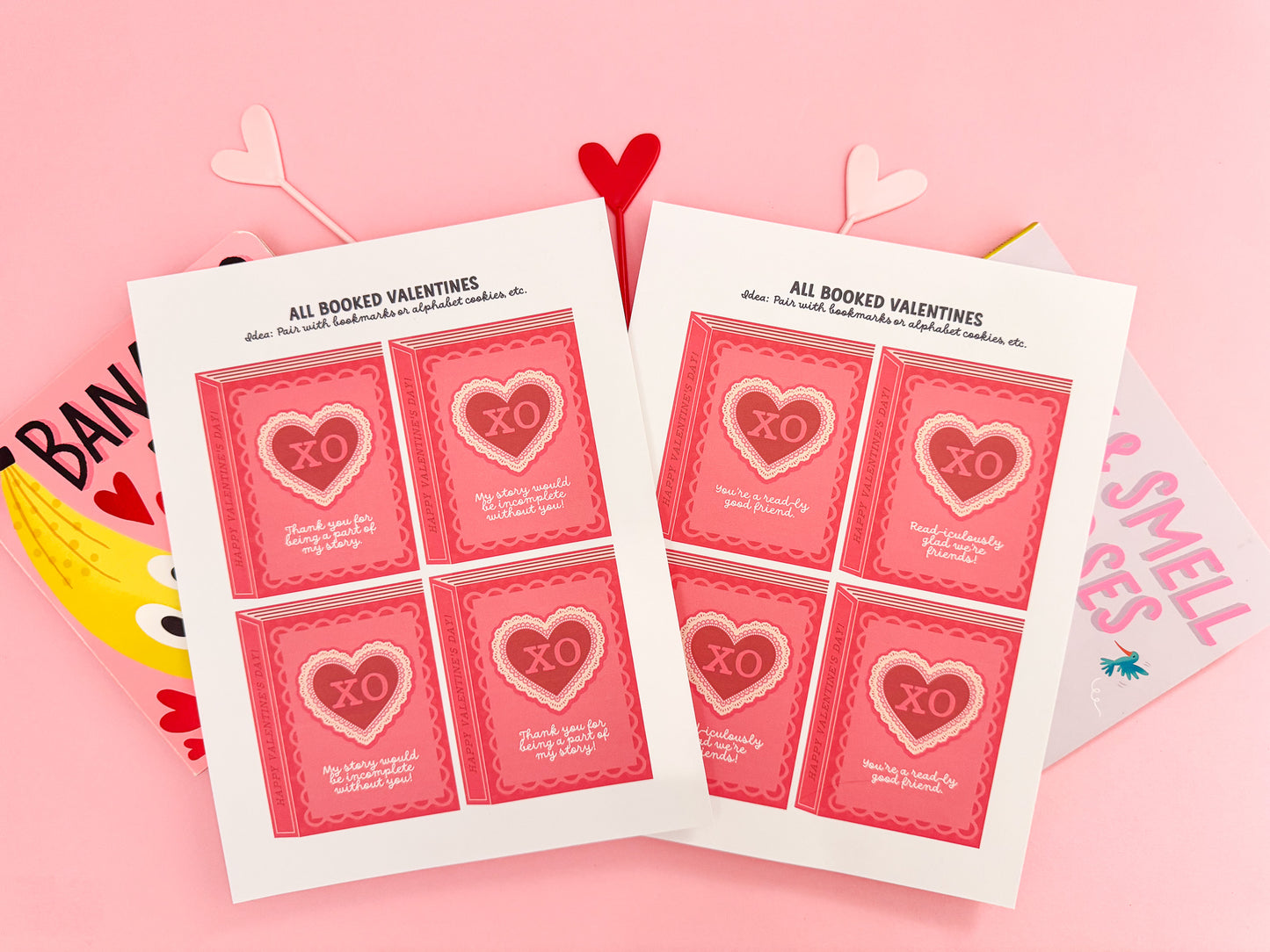 All Booked Up! | Book Themed Valentine Card Printable Set