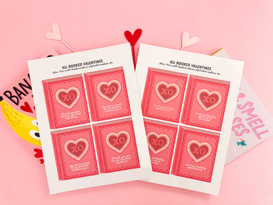 All Booked Up! | Book Themed Valentine Card Printable Set