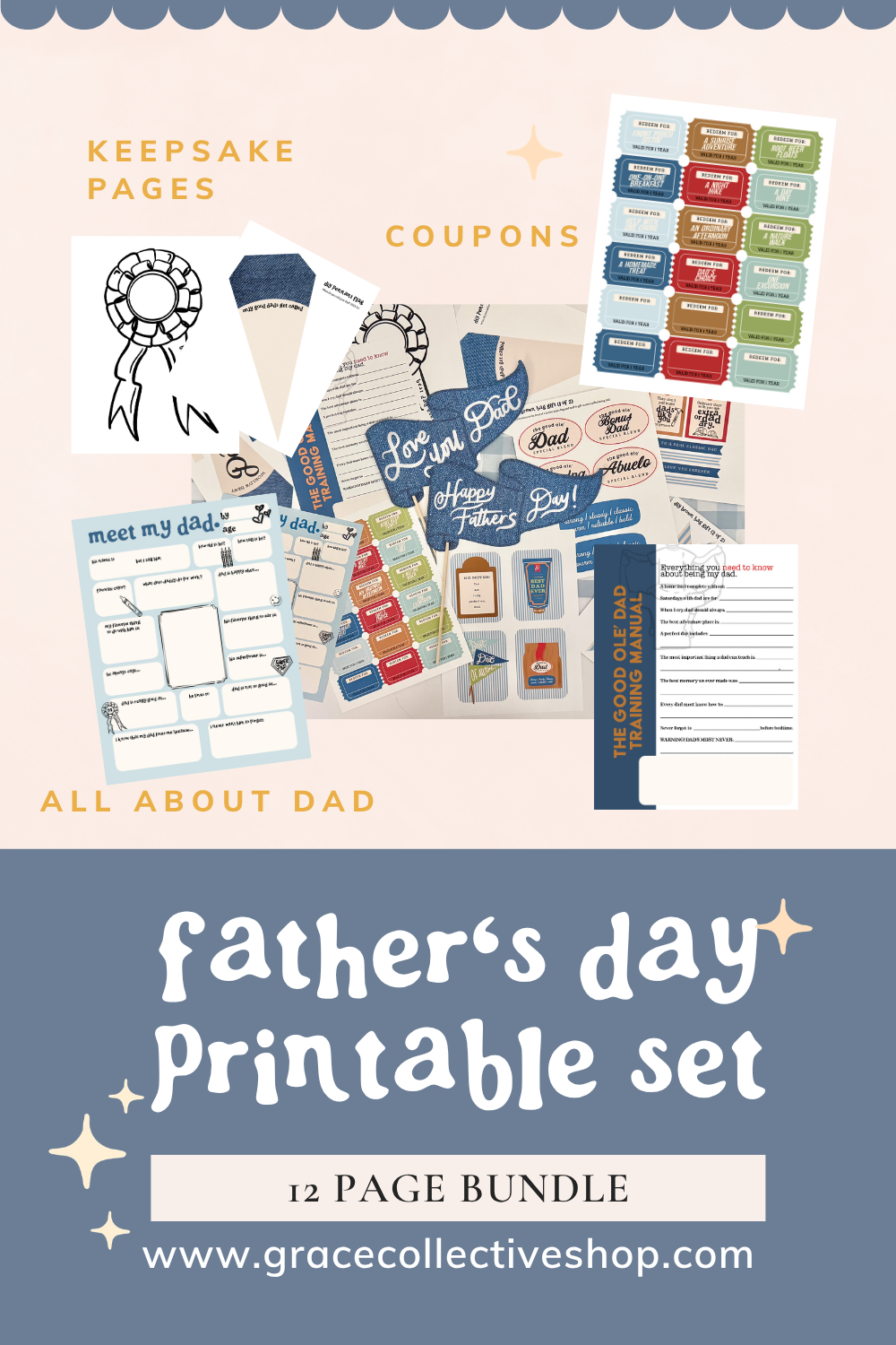 Father’s Day Printable Bundle for Kids | All About Dad, Coupon Book, Gift Tags & Father’s Day Activities