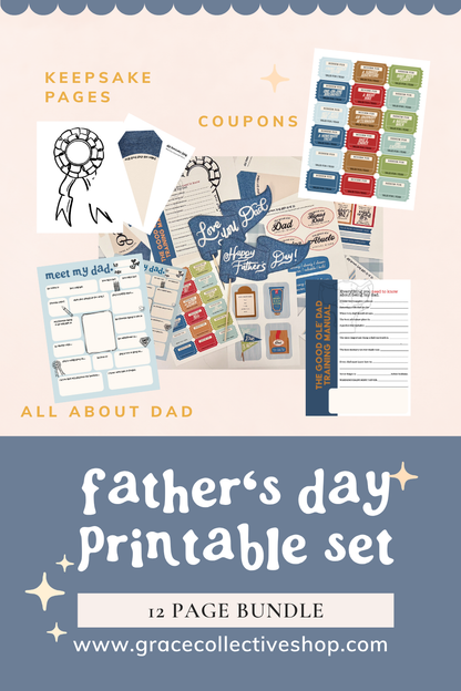 Father’s Day Printable Bundle for Kids | All About Dad, Coupon Book, Gift Tags & Father’s Day Activities