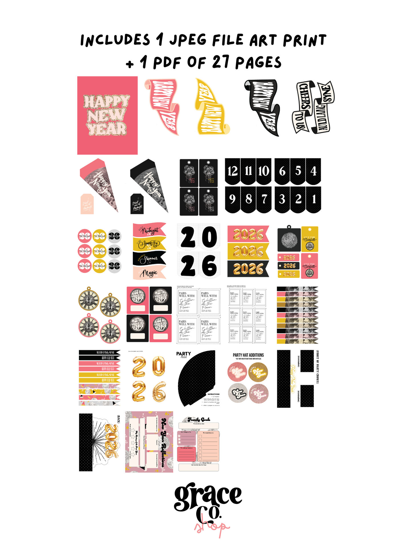 Año Nuevo 2024 | Set de fiesta imprimible