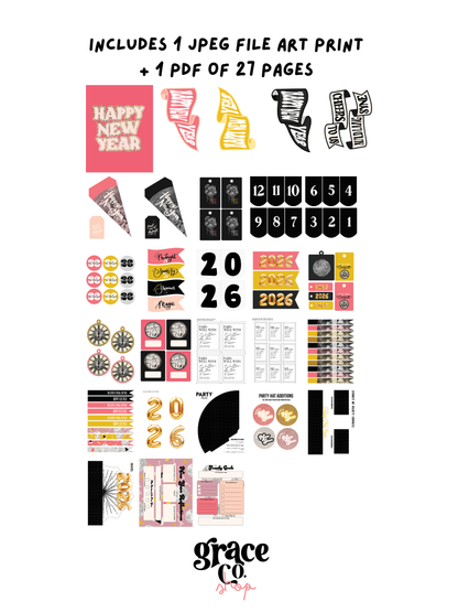 Año Nuevo 2024 | Set de fiesta imprimible