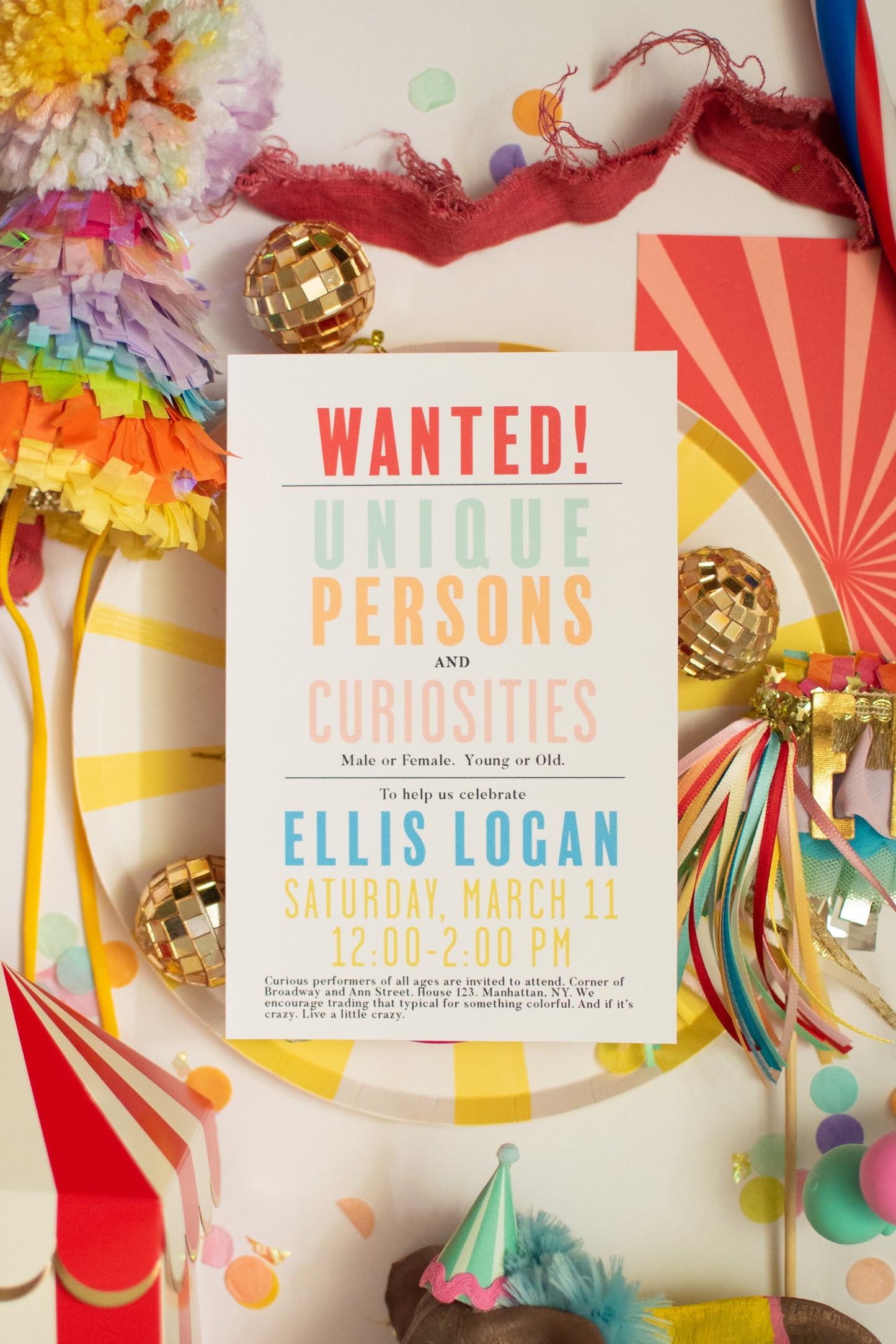 Colorful Circus Party | Custom Invite