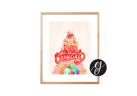 Pink Christmas Tree | Printable Art